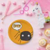 Boo!, niedlicher Spinnenkürbis orange Pappteller (Party)