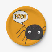 Boo!, niedlicher Spinnenkürbis orange Pappteller (Vorderseite)