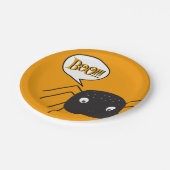 Boo!, niedlicher Spinnenkürbis orange Pappteller (Schrägansicht)