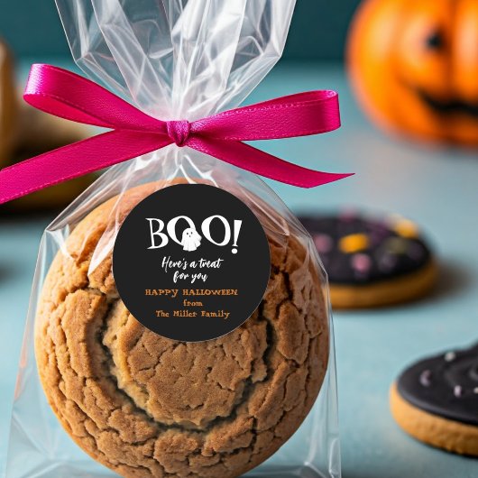 BOO Niedliches Gespenst Schwarz/Weiß Halloween Runder Aufkleber