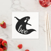 Boo. Niedliches Ghost-Halloween-Party in Schwarzwe Serviette (Beispiel)