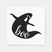 Boo. Niedliches Ghost-Halloween-Party in Schwarzwe Serviette (Vorderseite)