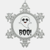Boo! Niedliches Halloween von Lucas Retro Classic Schneeflocken Zinn-Ornament (Vorderseite)