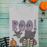 Boo! Niedliches Patchwork Skelettkatzenkatze und B