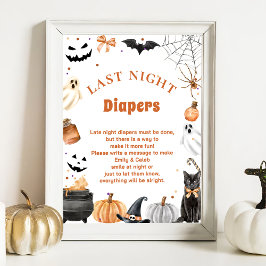 Boo Niedliches "Spate Night Diapers" Baby Showspie Poster