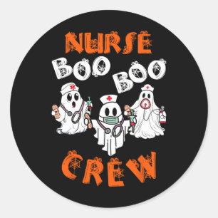 Boo Nurse Scrub Funny Ghost Halloween Kostüme Wom Runder Aufkleber