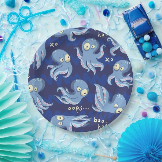 Boo Octopus Blue Kids Bekleidung & Dekoration Pappteller (Party)