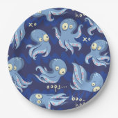 Boo Octopus Blue Kids Bekleidung & Dekoration Pappteller (Vorderseite)