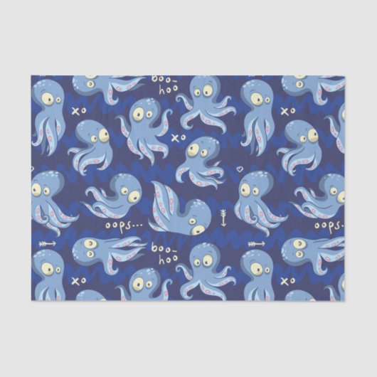 Boo Octopus Blue Kids Bekleidung & Dekoration Seidenpapier (Vorderseite)