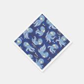 Boo Octopus Blue Kids Bekleidung & Dekoration Serviette (Ecke)