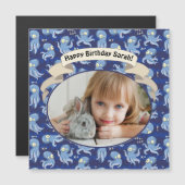 Boo Octopus Blue Niedlich Kindergeburtstag Party Magnetkarte (Vorne/Hinten)