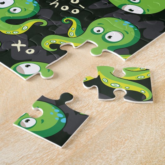 Boo Octopus Grüne Kinder Kleidung & Dekoration Puzzle (Seite)