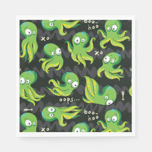 Boo Octopus Grüne Kinder Kleidung & Dekoration Serviette