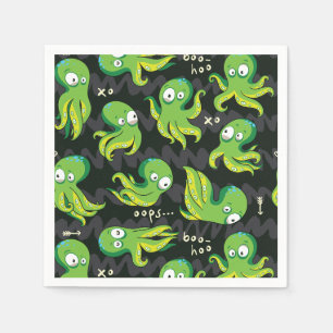 Boo Octopus Grüne Kinder Kleidung & Dekoration Serviette