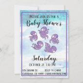 Boo Octopus Lila Baby Dusche Einladung (Vorderseite)