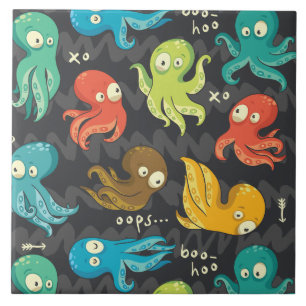 Boo Octopus Niedlich Multicolor Kids Bekleidung &  Fliese