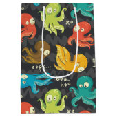Boo Octopus Niedlich Multicolor Kids Bekleidung & Mittlere Geschenktüte (Rückseite)