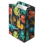 Boo Octopus Niedlich Multicolor Kids Bekleidung & Mittlere Geschenktüte (Rückseite Schrägansicht)