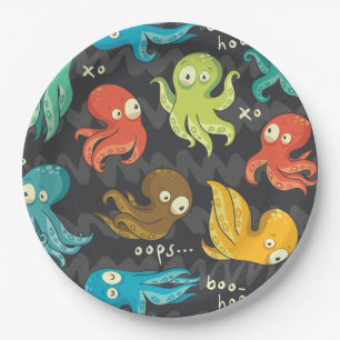 Boo Octopus Niedlich Multicolor Kids Bekleidung & Pappteller