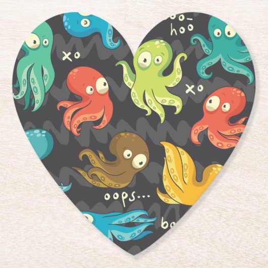 Boo Octopus Niedlich Multicolor Kids Bekleidung &  Untersetzer (Vorderseite)