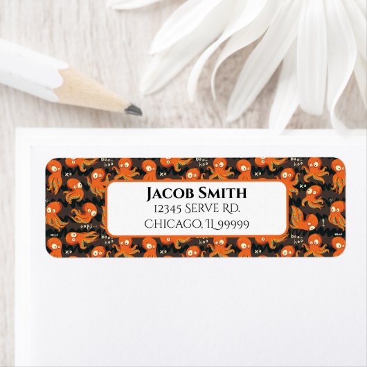 Boo Octopus Niedlich Orange Black Kids Rücksendead (Insitu)