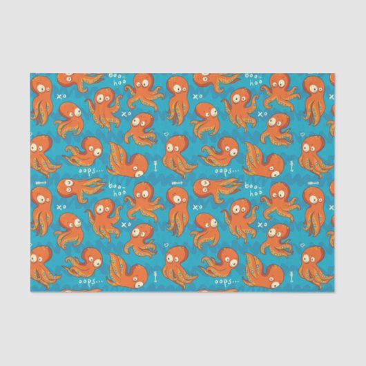 Boo Octopus Niedlich Orange Kids Bekleidung & Deko Seidenpapier (Vorderseite)