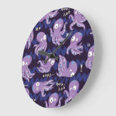 Boo Octopus Niedliche Lila Kinder Kleidung & Dekor Große Wanduhr (Winkel)