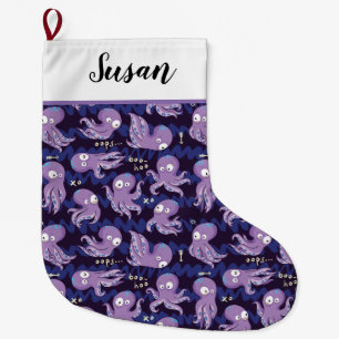 Boo Octopus Niedliche Lila Kinder Kleidung & Dekor Großer Weihnachtsstrumpf