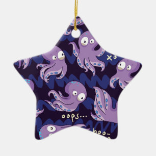 Boo Octopus Niedliche Lila Kinder Kleidung & Dekor Keramik Ornament