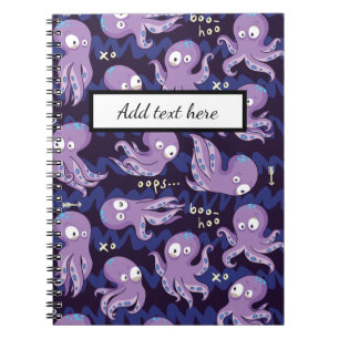 Boo Octopus Niedliche Lila Kinder Kleidung & Dekor Notizblock
