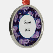 Boo Octopus Niedliche Lila Kinder Kleidung & Dekor Ornament Aus Metall (Rechts)