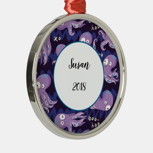 Boo Octopus Niedliche Lila Kinder Kleidung & Dekor Ornament Aus Metall (Rechts)