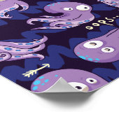 Boo Octopus Niedliche Lila Kinder Kleidung & Dekor Poster (Ecke)