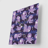 Boo Octopus Niedliche Lila Kinder Kleidung & Dekor Quadratische Wanduhr (Winkel)