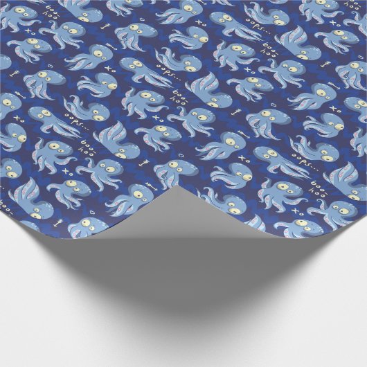 Boo Octopus Niedlicher Kindergeburtstag Party Geschenkpapier (Ecke)