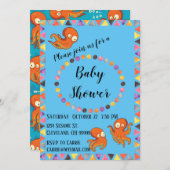 Boo Octopus Orange Babydusche Einladung (Vorne/Hinten)