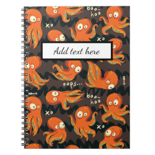 Boo Octopus Orange & Black Kids Kleidung & Dekorat Notizblock
