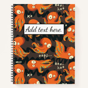 Boo Octopus Orange & Black Kids Kleidung & Dekorat Notizblock