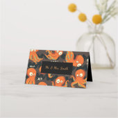 Boo Octopus Orange & Black Kids Kleidung & Dekorat Platzkarte (Vorderseite)