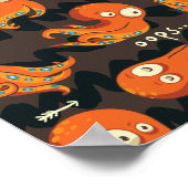 Boo Octopus Orange & Black Kids Kleidung & Dekorat Poster (Ecke)