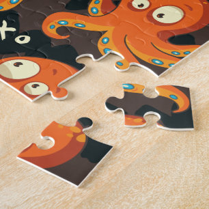 Boo Octopus Orange & Black Kids Kleidung & Dekorat Puzzle