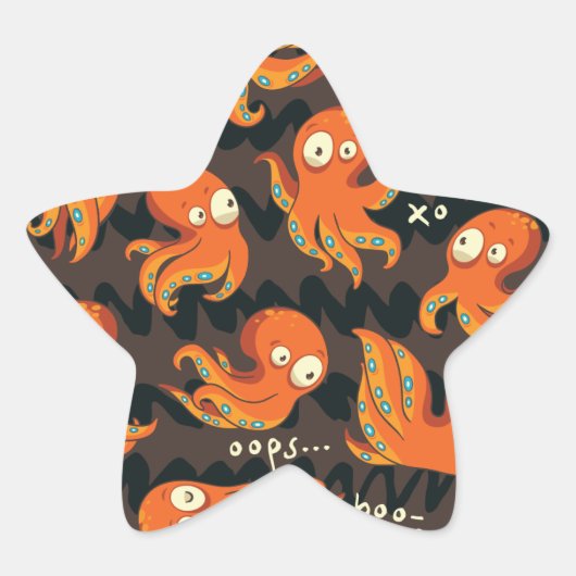 Boo Octopus Orange & Black Kids Kleidung & Dekorat Stern-Aufkleber (Vorderseite)
