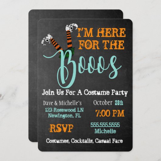 Boo on Booze und Boos Halloween-Party Einladung (Vorne/Hinten)
