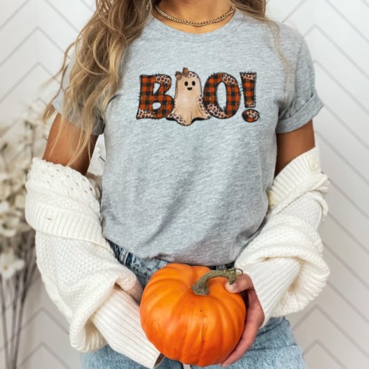 Boo Orange Kariert Halloween T-Shirt