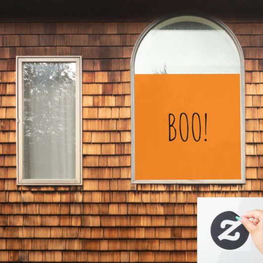 Boo Orange schwarz spooky typografie lustig Hallow Fensteraufkleber (Fenster Zuhause)