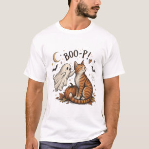 Boo-P Geist Orange Tabbykatze Nase Boop Halloween T-Shirt