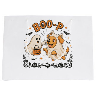 Boo P Geist und Hund Halloween-Design | Süßer Geis Große Geschenktüte