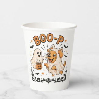 Boo P Geist und Hund Halloween-Design | Süßer Geis Pappbecher