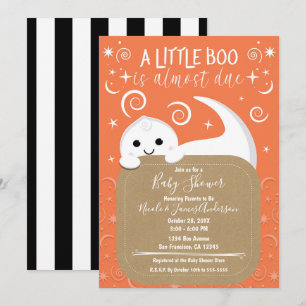 BOO Peeking Ghost Orange Halloween Kinderdusche Einladung