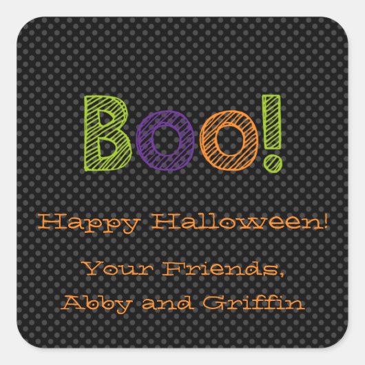 Boo! Personalisiert-Square-Halloween-Sticker Quadratischer Aufkleber (Vorderseite)